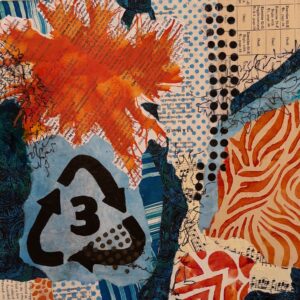 colorful collage with recycle, renew, repurpose symbol 3