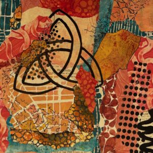 Trinity symbol in oranges, mustards and red collage
