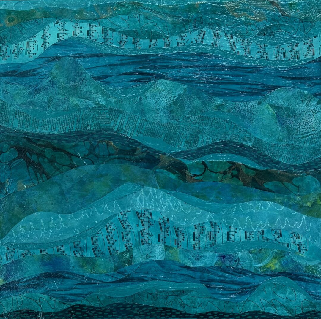 waves of teal with different patters