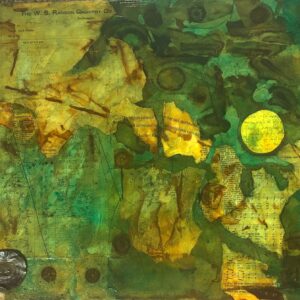 greens, yellows and rust colors abstract